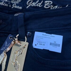 Robin's Jean Black Denim Jeans with Gold Wing Charms